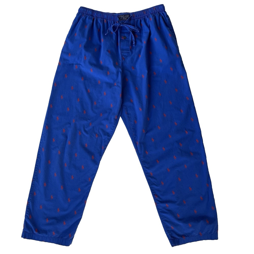 Polo Ralph Lauren Classic Pajama Pants Sleepwear Mens Large Blue All Over Print